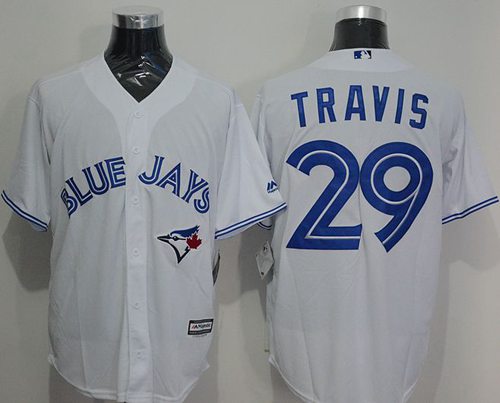 Blue Jays #29 Devon Travis White New Cool Base Stitched MLB Jersey - Click Image to Close